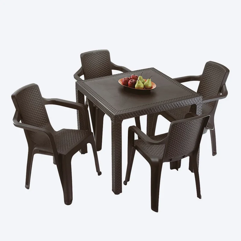 Combo Rimax Eterna Wengue 4 Sillas con Brazos + Mesa