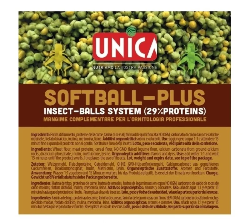 Softbol Plus 1kg (alternativa a los insectos congelados) 29% Proteína