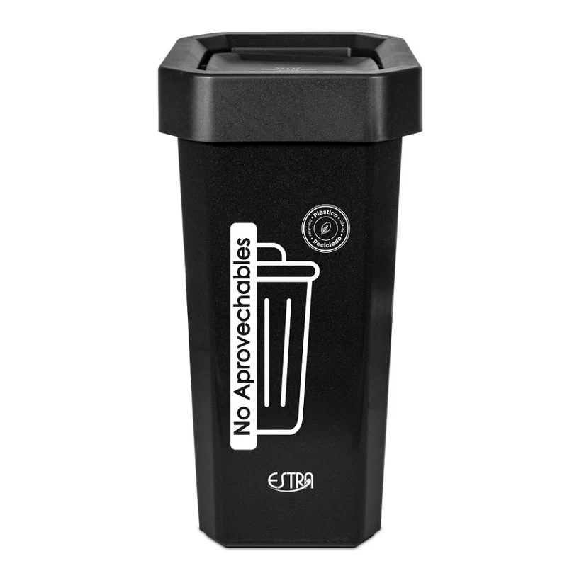 Papelera Vaivén Ecobins 26 Litros Material Reciclado Negro / Estra