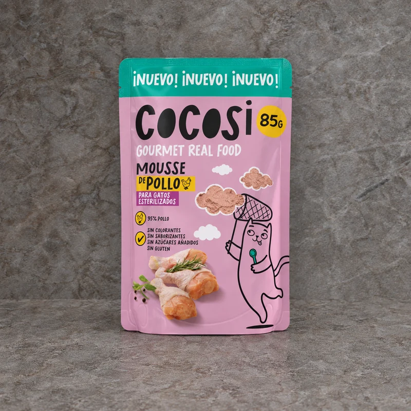 Mouse de pollo para gatos esterilizados