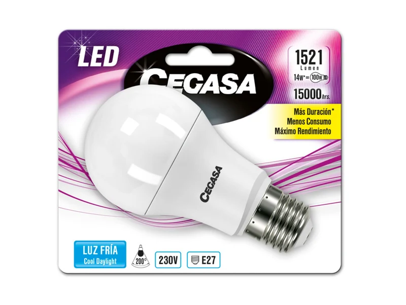 Bombilla led luz fría 14.5w standard e27 Cegasa 1u