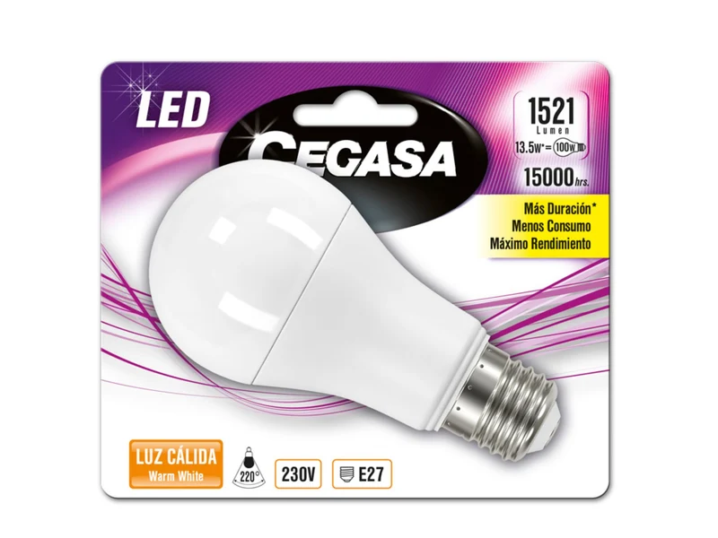 Bombilla led luz cálida 14.5w standard e27 Cegasa 1u