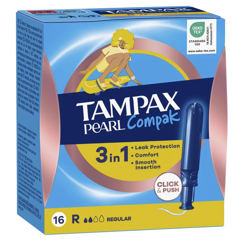 Tampón regular Tampax compak pearl 16u