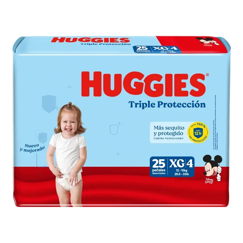 Pañales Huggies Triple Protección 4/XG x 25 unds
