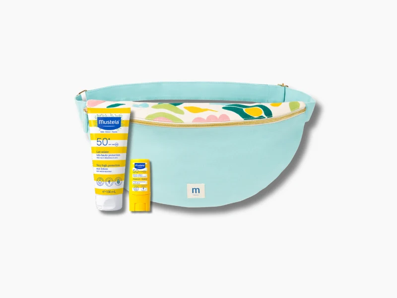 Rutina dúo solar: stick solar SPF 50, leche solar SP50+ y riñonera