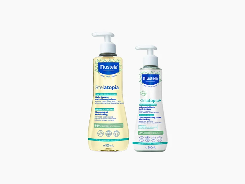 Pack rutina piel atópica: Aceite de baño Stelatopia y Stelatopia+