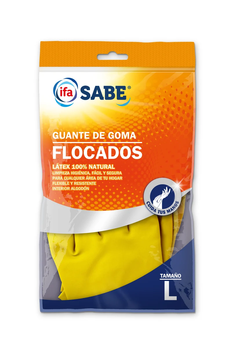 Guante goma flocado grande Ifa sabe 1u