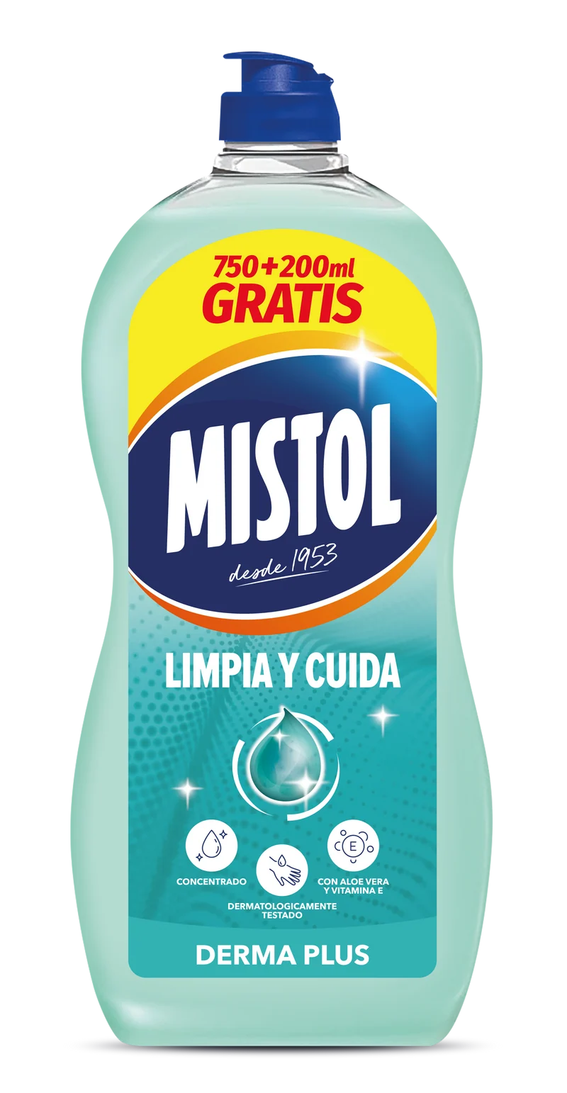 Lavavajilla concentrado derma plus Mistol 750+200ml gratis
