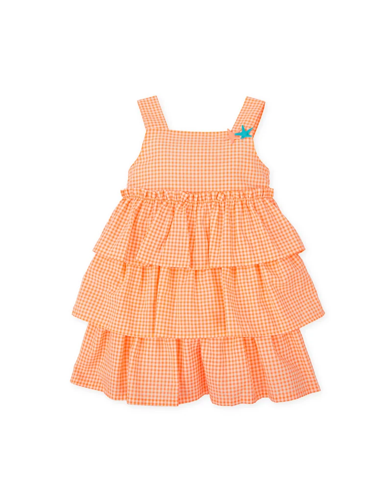 VESTIDO TIRANTES VICHY NARANJA