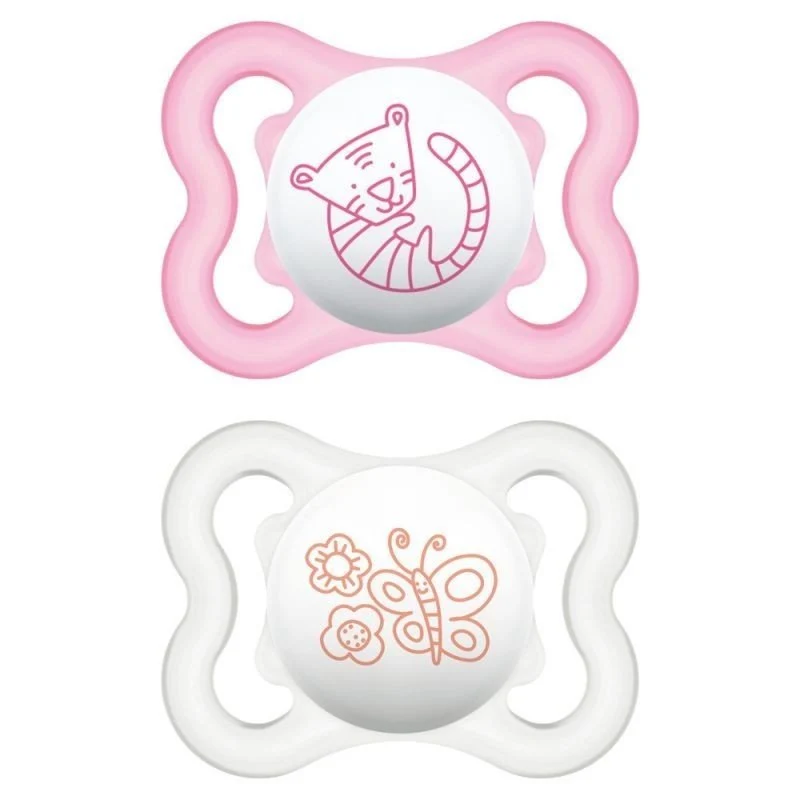 MAM 2xChupetes Silicona Air 0-6 Meses Rosa y Blanco