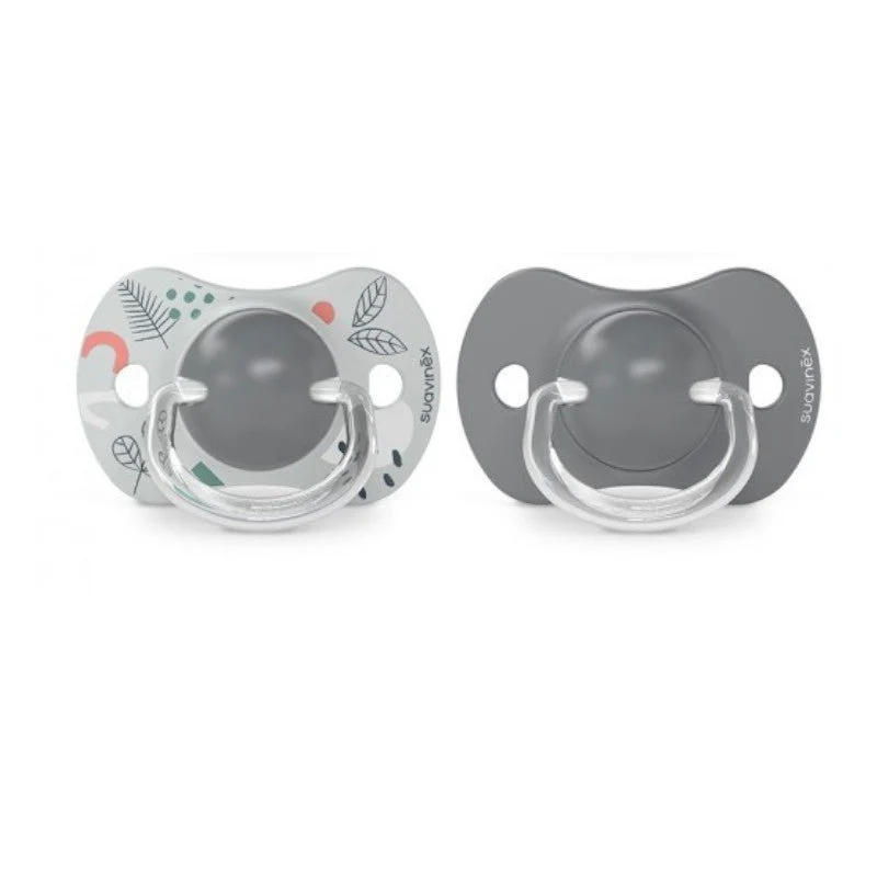 SUAVINEX Chupete SX Pro Tetina Fisiológica Silicona 18+ Meses 2 Unidades (Hoja Gris)