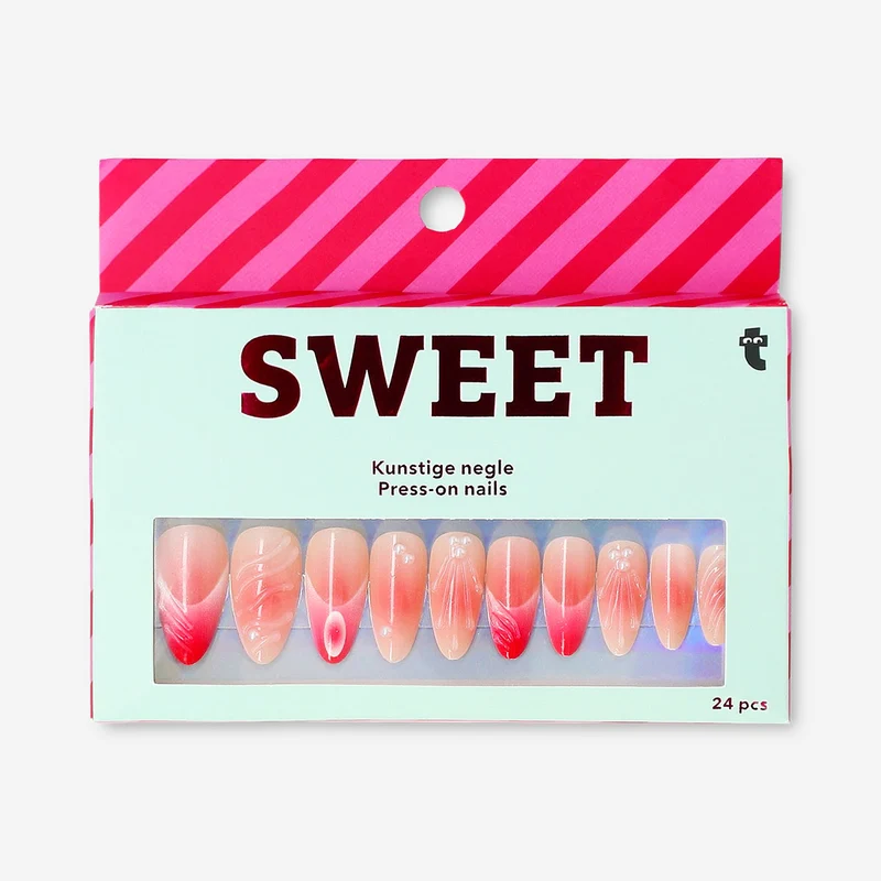 Press on nails - Pink with pearls