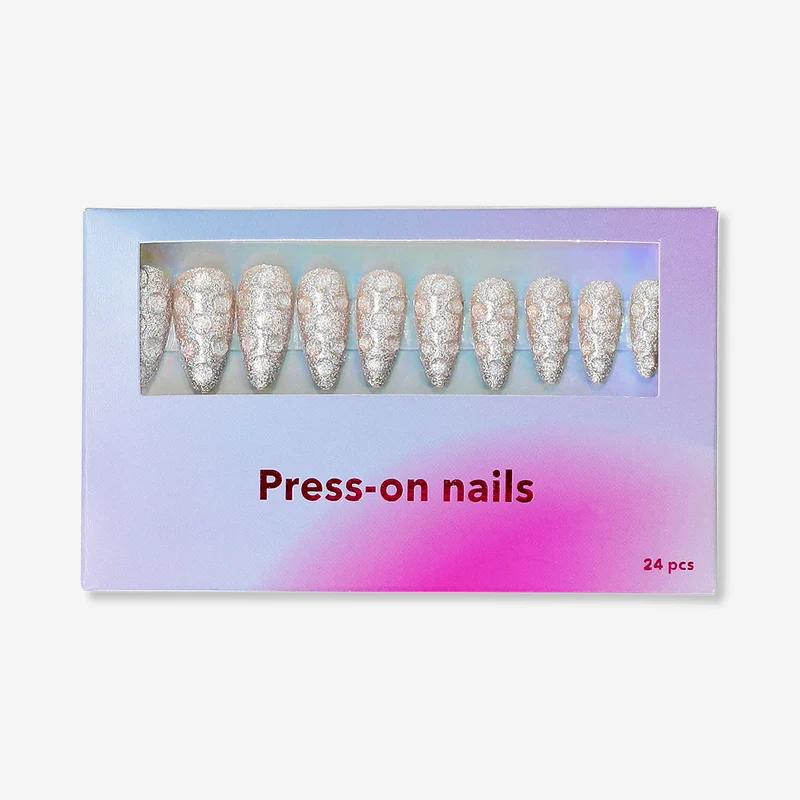 Press-on nails - Silver glitter