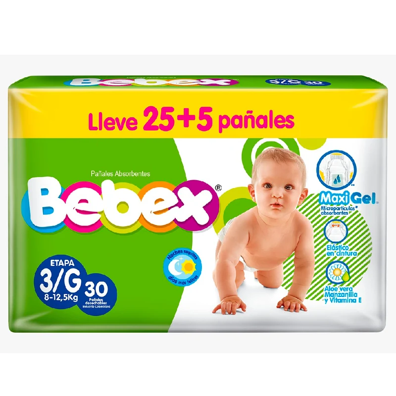 Pañales Bebex Etapa 3/G Pague 25 lleve 30