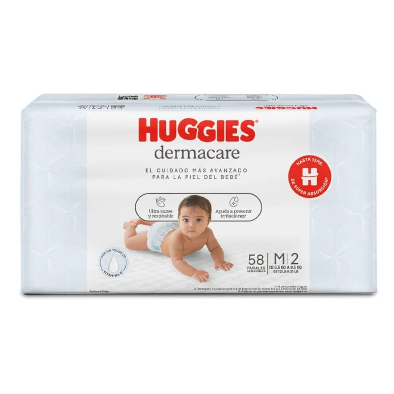 Pañales Huggies Derma Care Etapa 2/M x 58 Unds