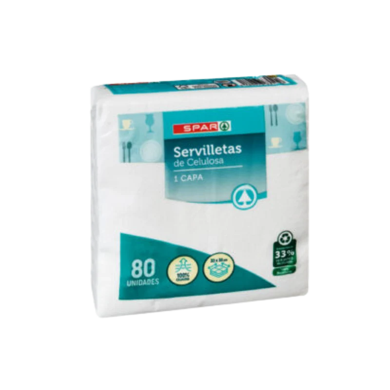 Servilletas de Celulosa 1 Capa SPAR 80u