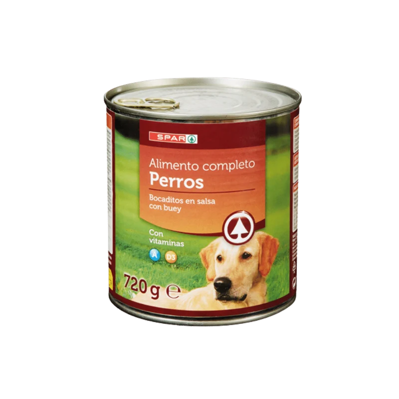Alimento Completo Perros Bocaditos en Salsa Con Buey SPAR 720g