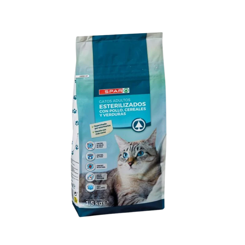 Pienso para Gatos Esterilizados Rico en Pollo SPAR 1,5Kg