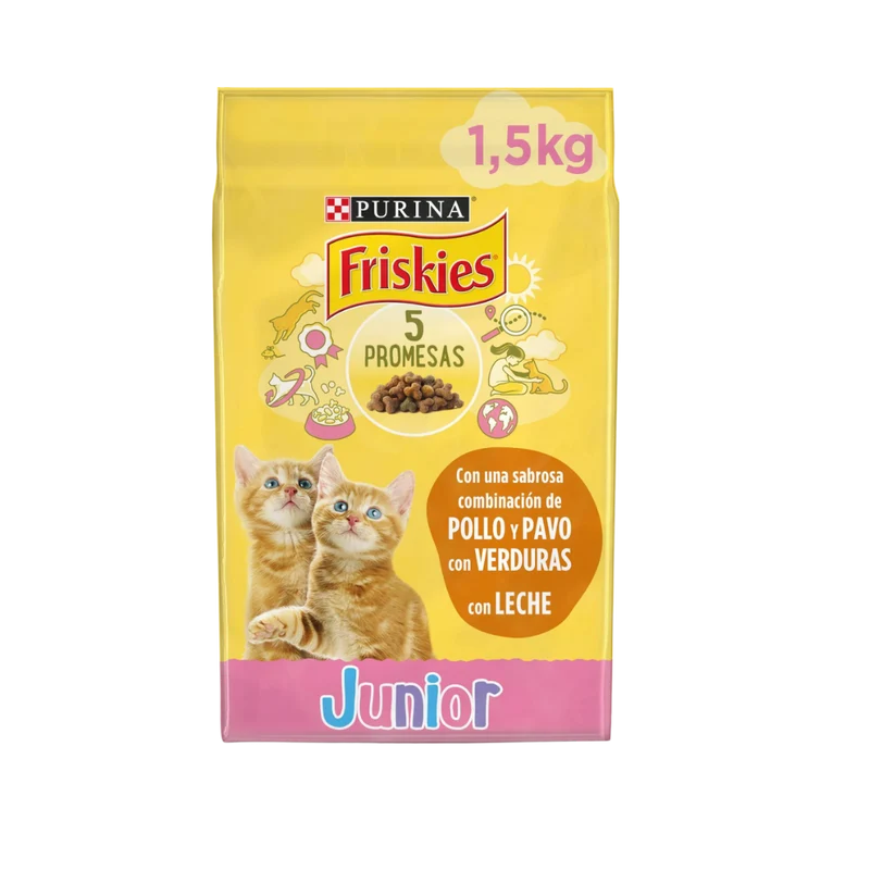 Friskies Junior para Gatos con Pollo, Verduras y Leche 1,5kg