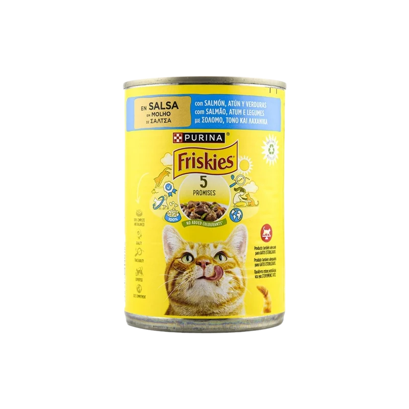 Friskies para Gatos en Salsa con Salmón, Atún y Verduras