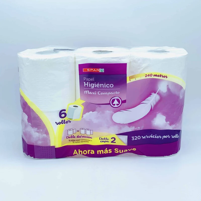 Papel Higiénico Maxi Compacto SPAR 6 Rollos = 12