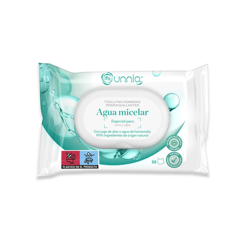 Toallitas desmaquilladoras micelar con pegatina Ifa unnia 25u