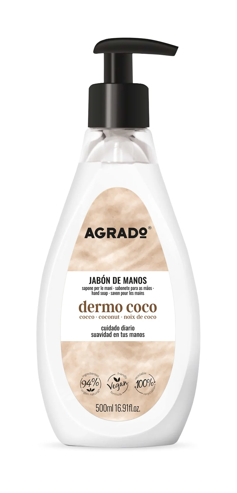 Jabón dosificador mano coco Agrado 500ml