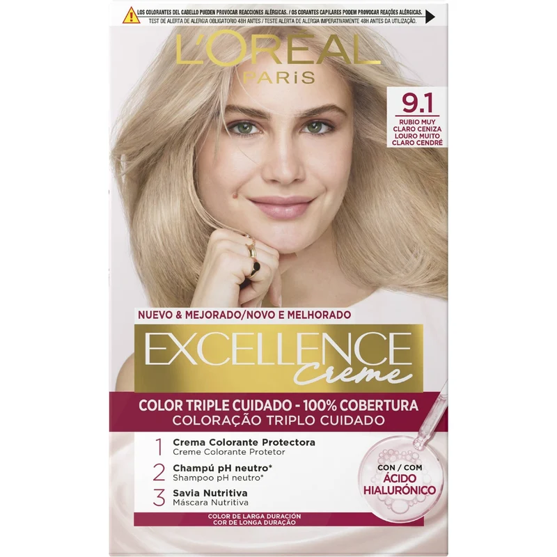 Tinte rubio claro 9.1 Excellence l'oreal 1u