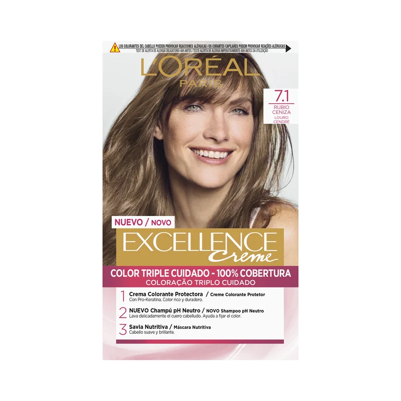 Tinte rubio ceniza 7.10 Excellence l'oreal 1u