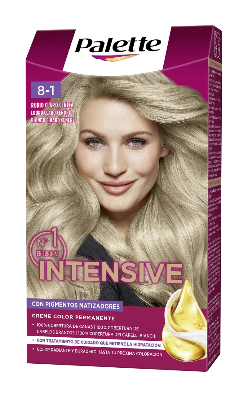 Tinte rubio claro ceniza 8.1 intensive Palette 115ml