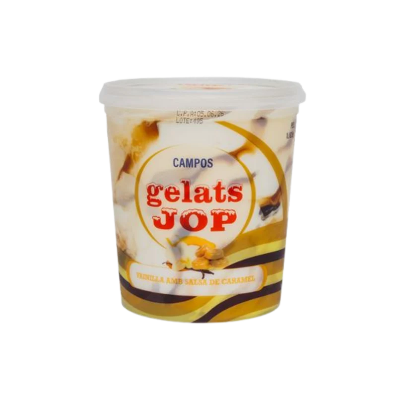 Helado de Vainilla con Salsa de Caramelo Jop