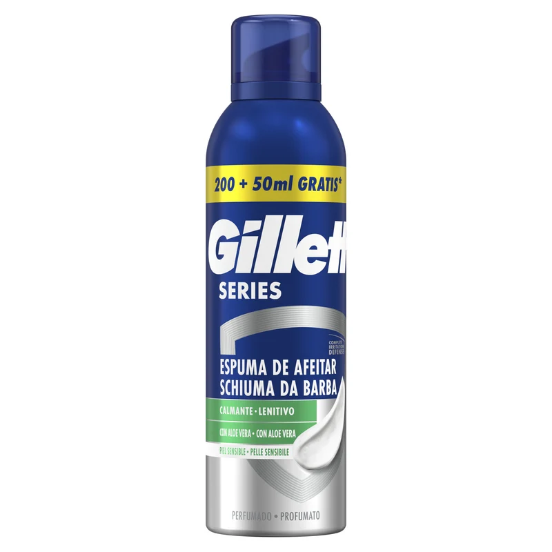 Espuma afeitar piel sensible Gillette series 200+50ml