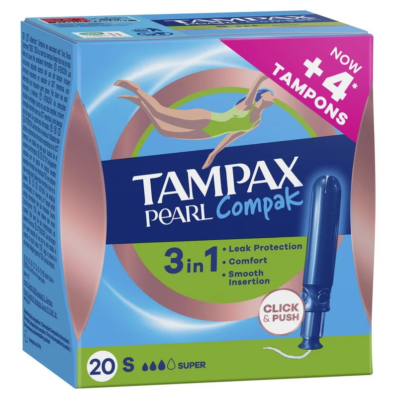 Tampón compak pearl super Tampax 20u