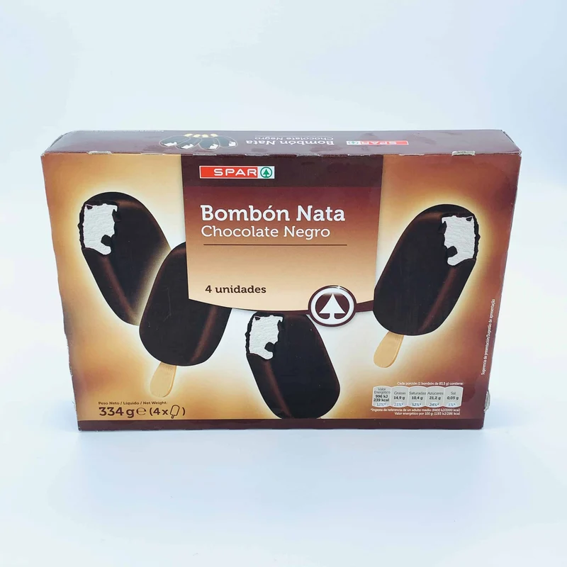 Helado Bombón Nata Chocolate Negro SPAR 4u