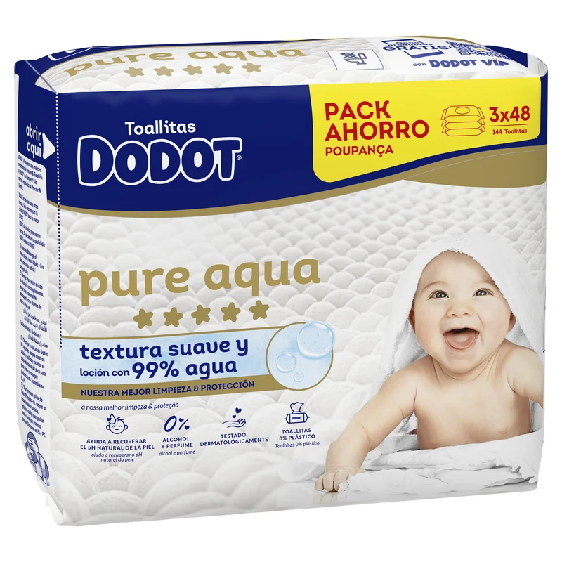 Toallitas aqua plastic free Dodot p3 144u