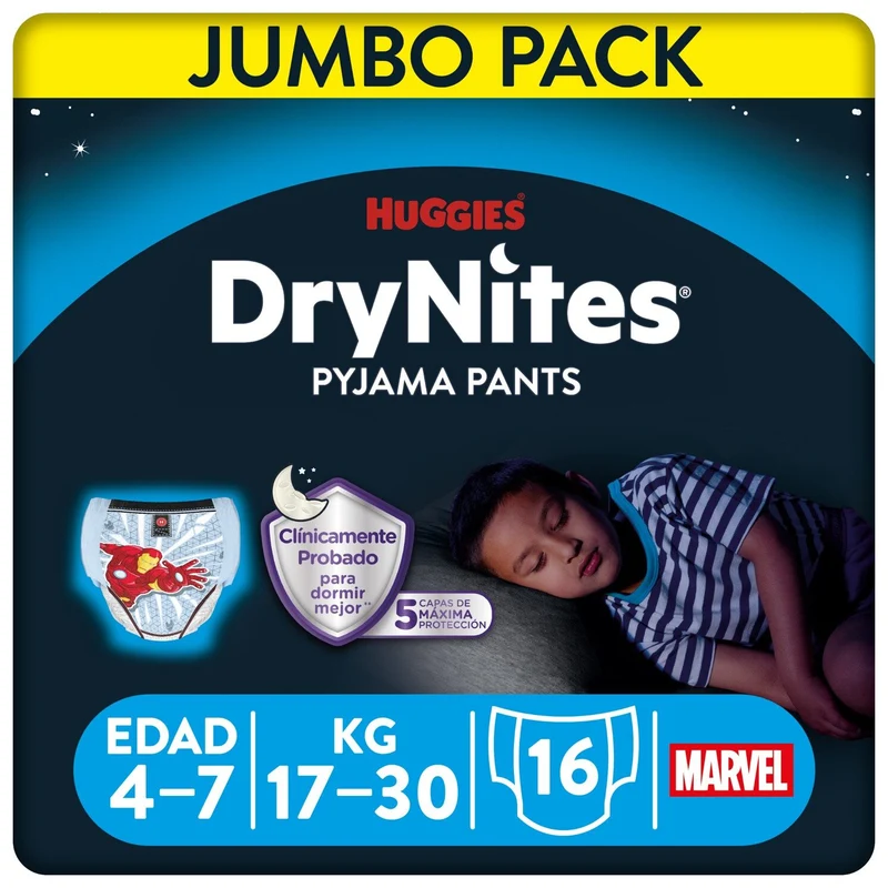 Pañal calzoncillo absorbente Drynites 16u 4-7 años