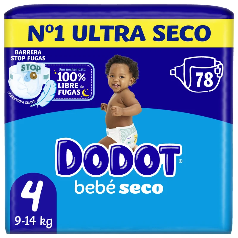 Pañal bebé seco t4 9-14kg Dodot 78u