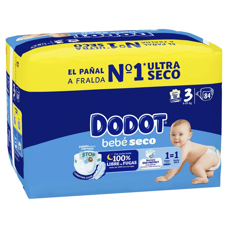 Pañal bebé seco t3 6-10kg Dodot 84u