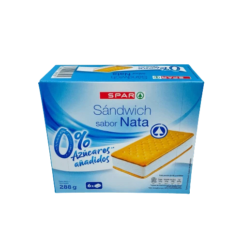 Sándwich Helado de Nata sin Azúcares Añadidos SPAR 6u