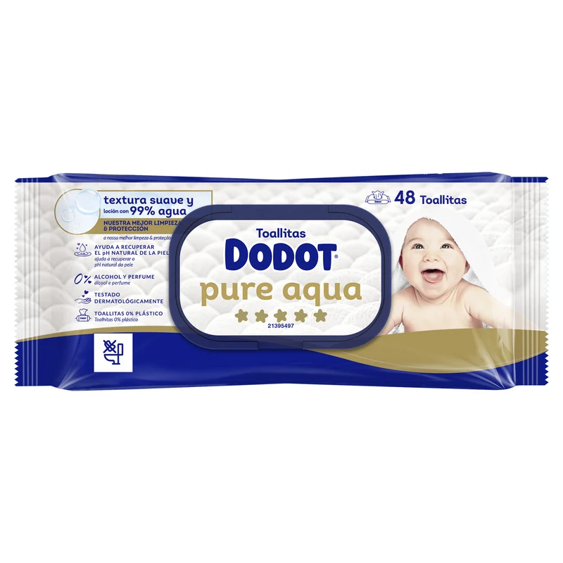 Toallita húmeda aqua plastic free Dodot 48u