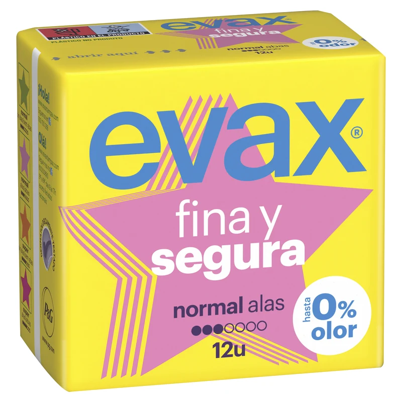 Compresa normal alas fina y segura Evax 12u