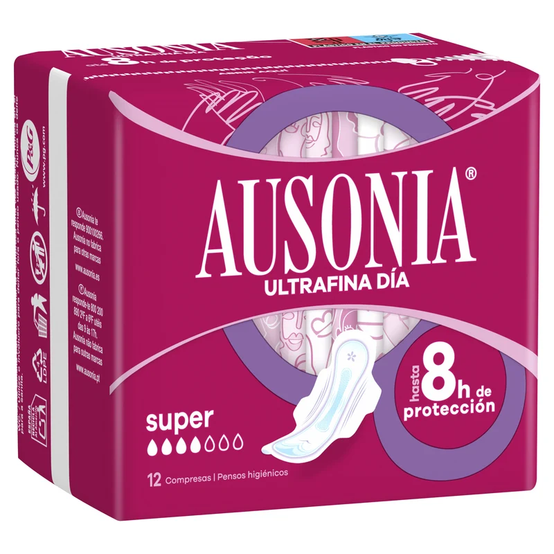 Compresa super alas air dry Ausonia 12u