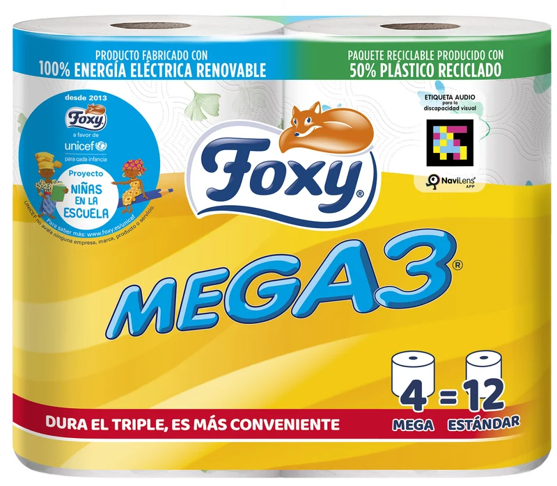 Papel higienico mega rollo Foxy p4