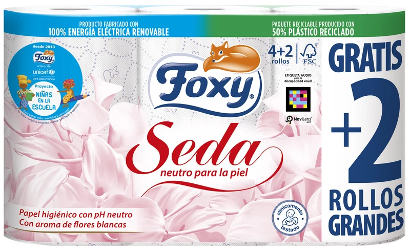 Papel higienico seda Foxy p4+2 3c