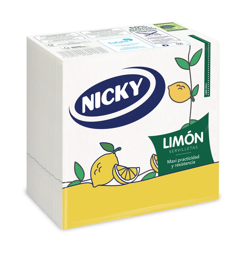 Servilletas limon 2 capas Nicky 65u
