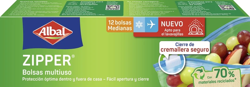 Bolsas medianas multiusos zipper Albal 12 bolsas
