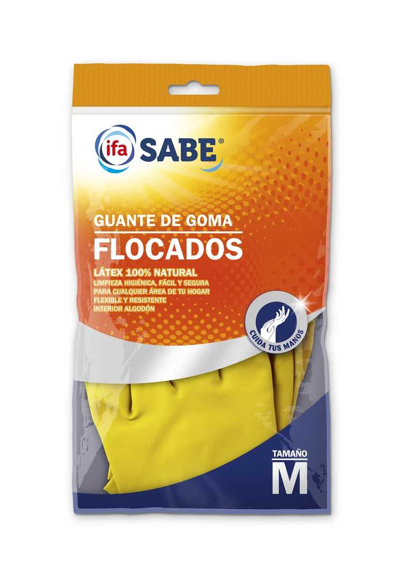 Guante goma flocado mediano Ifa sabe 1u