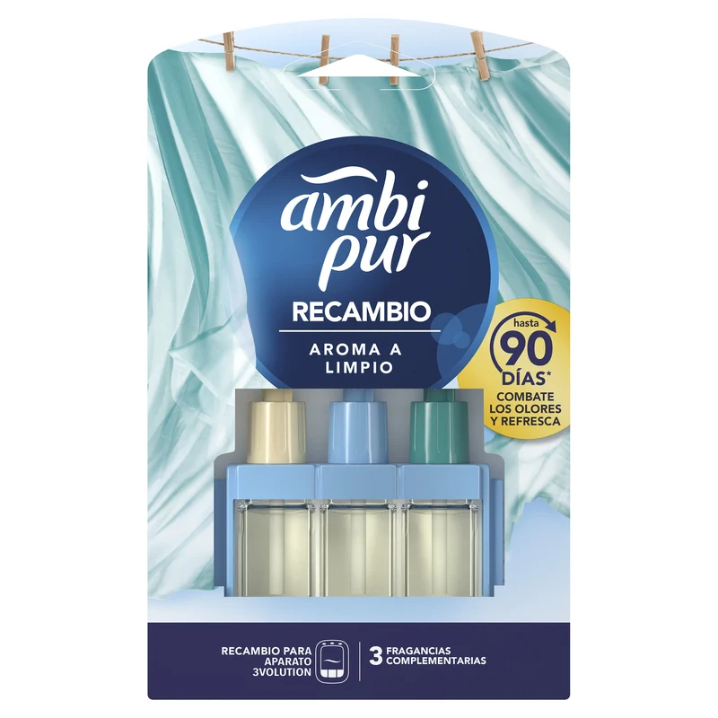 Ambientador 3volution aroma limpio fresh Ambipur 1u