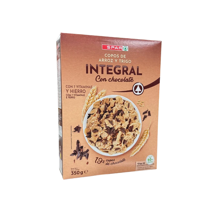 Copos de Arroz y Trigo Integral con Chocolate SPAR 350g