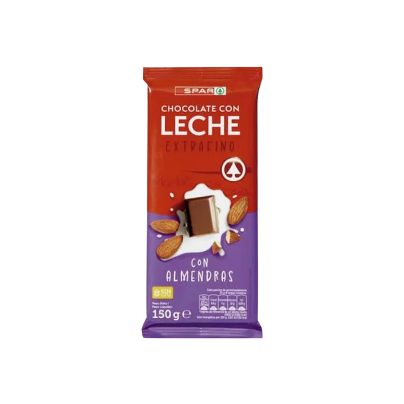 Chocolate con Leche Extrafino con Almendras Troceadas SPAR 150g